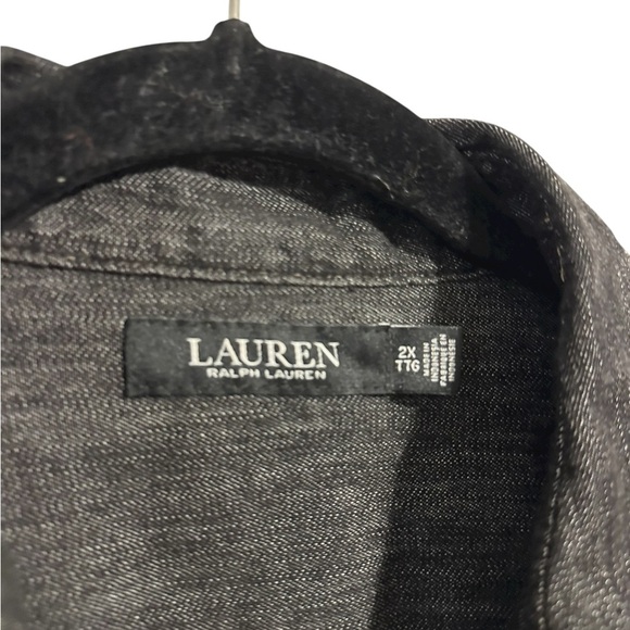 Lauren Ralph Lauren Black Button-Down Shirt
Denim Blouson-Sleeve Blouse Size 2X - Picture 8 of 9